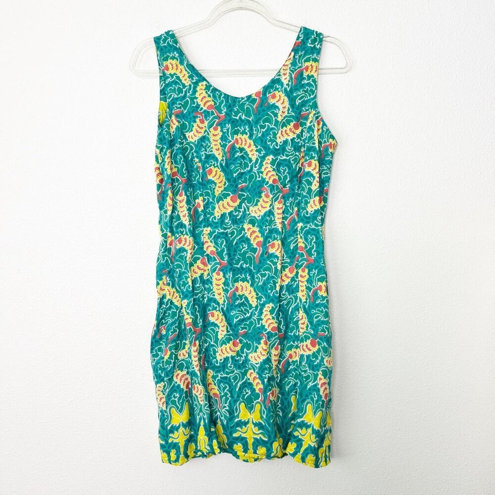 Rainbow Jo Hawaii Womens Small Green Floral Sleeveless Tank Dress
